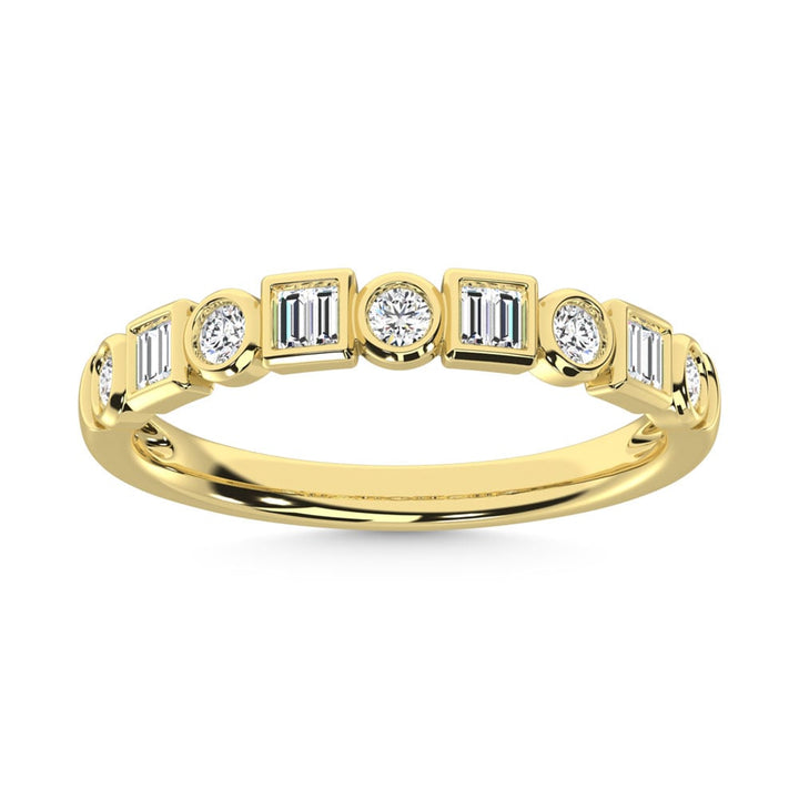 14K Yellow Gold Diamond  1/4 Ct.Tw. Stack Band