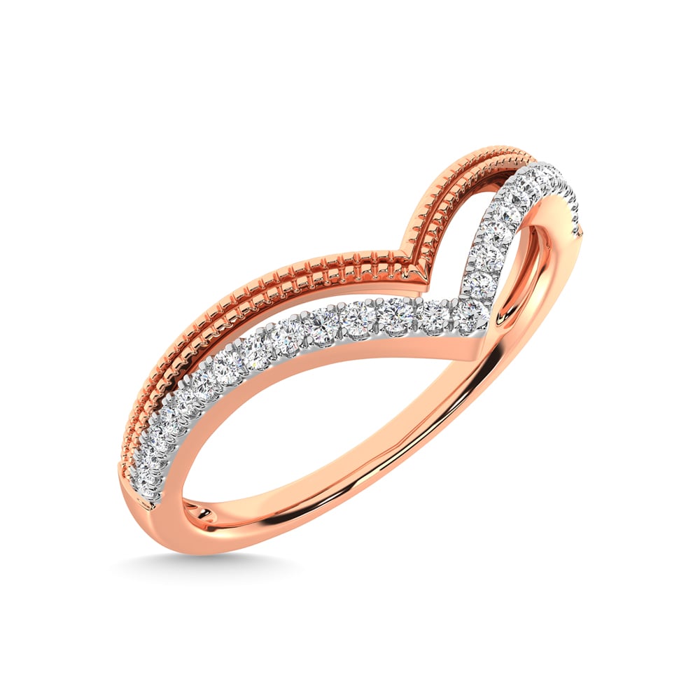 10K Rose Gold Diamond 1/6 Ct.Tw. Chevron Band