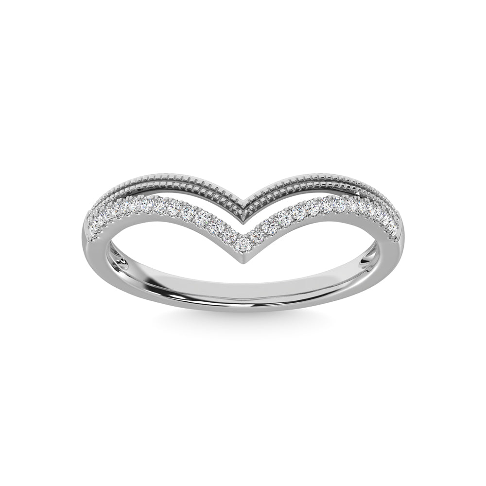 10K White Gold Diamond 1/6 Ct.Tw. Chevron Band