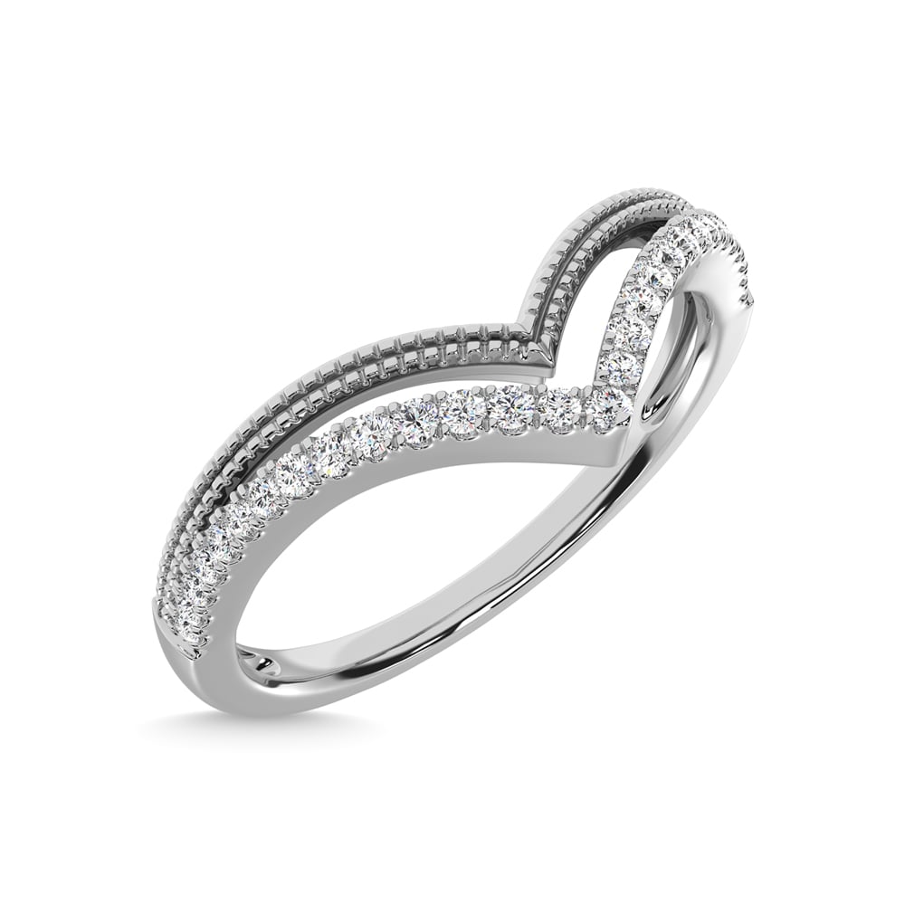 10K White Gold Diamond 1/6 Ct.Tw. Chevron Band