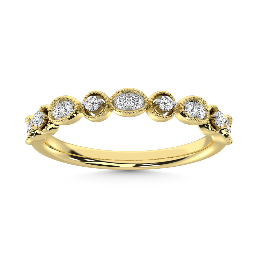 14K Yellow Gold Diamond  1/6 Ct.Tw. Stack Band