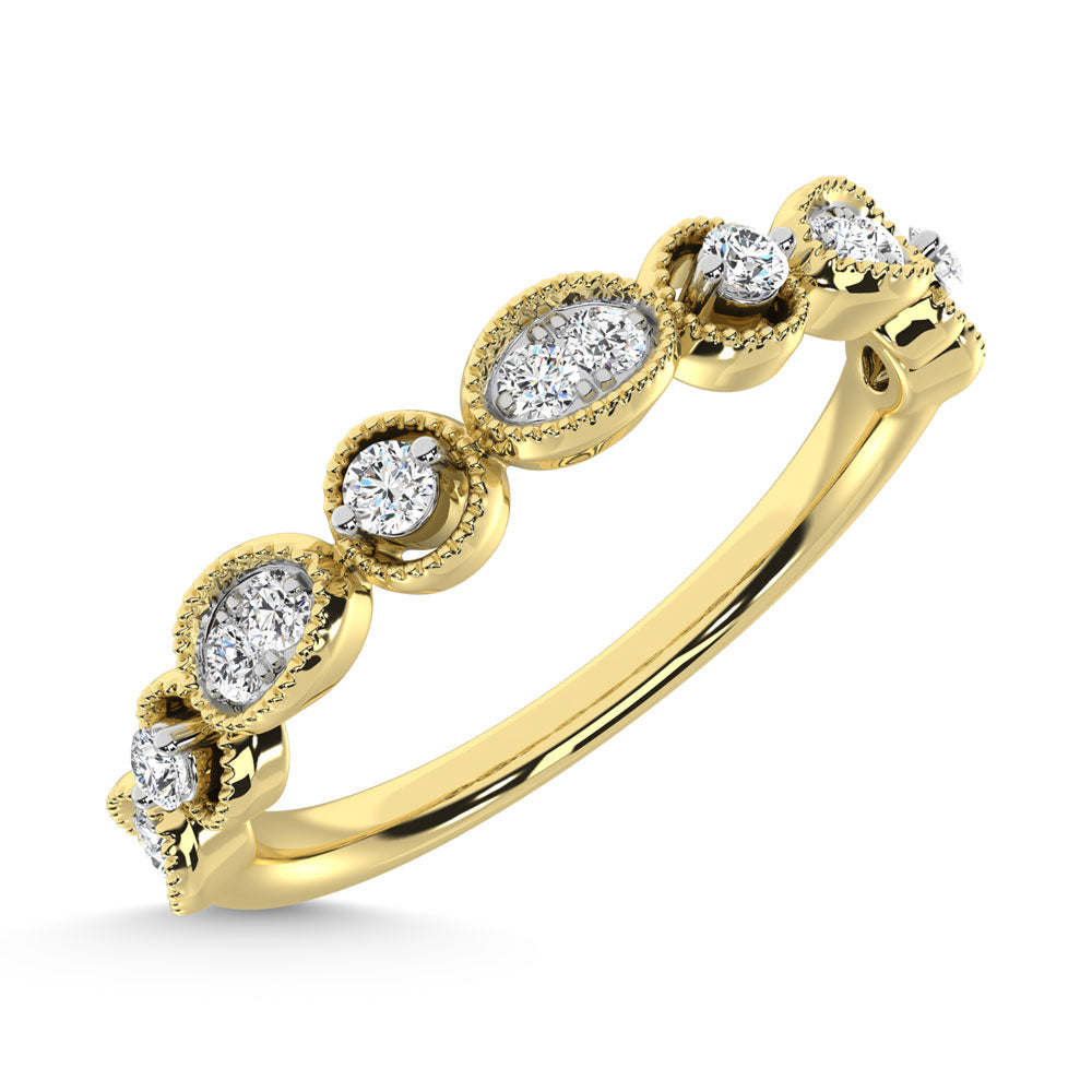 14K Yellow Gold Diamond  1/6 Ct.Tw. Stack Band