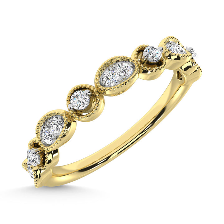 14K Yellow Gold Diamond  1/6 Ct.Tw. Stack Band