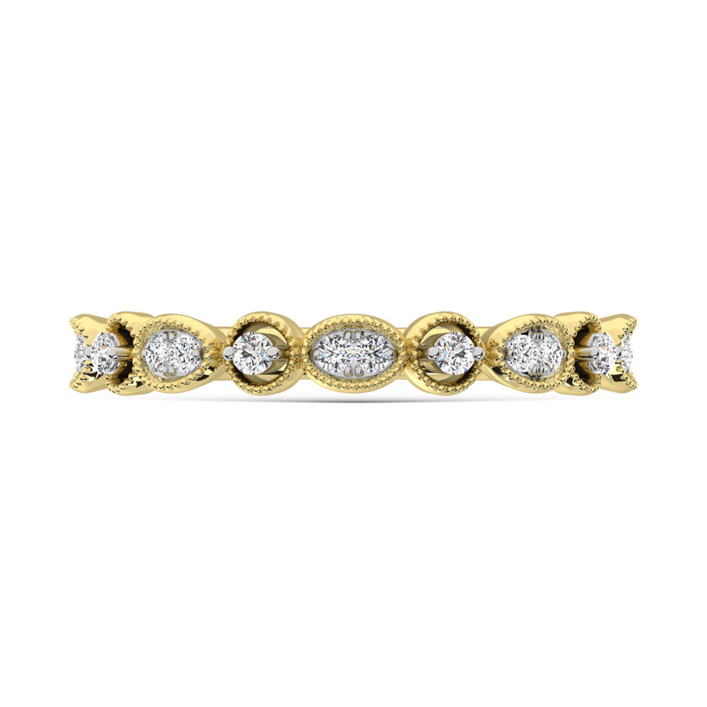 14K Yellow Gold Diamond  1/6 Ct.Tw. Stack Band