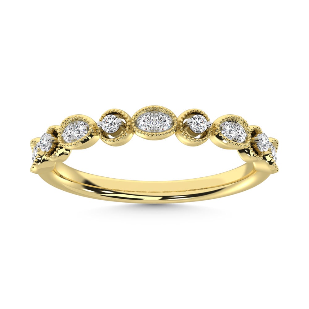 14K Yellow Gold Diamond  1/6 Ct.Tw. Stack Band