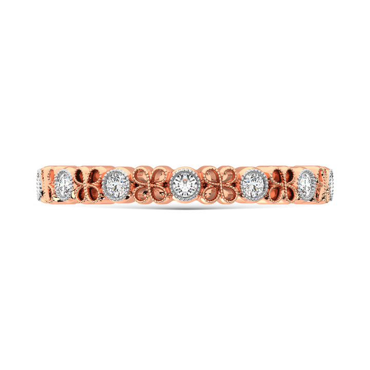 14K Rose Gold Diamond  1/6 Ct.Tw. Stack Band