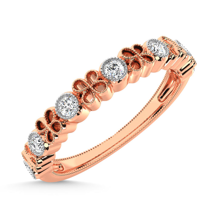 14K Rose Gold Diamond  1/6 Ct.Tw. Stack Band
