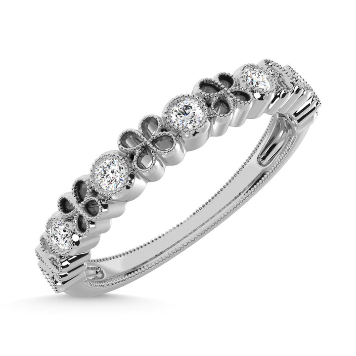 14K White Gold Diamond  1/6 Ct.Tw. Stack Band