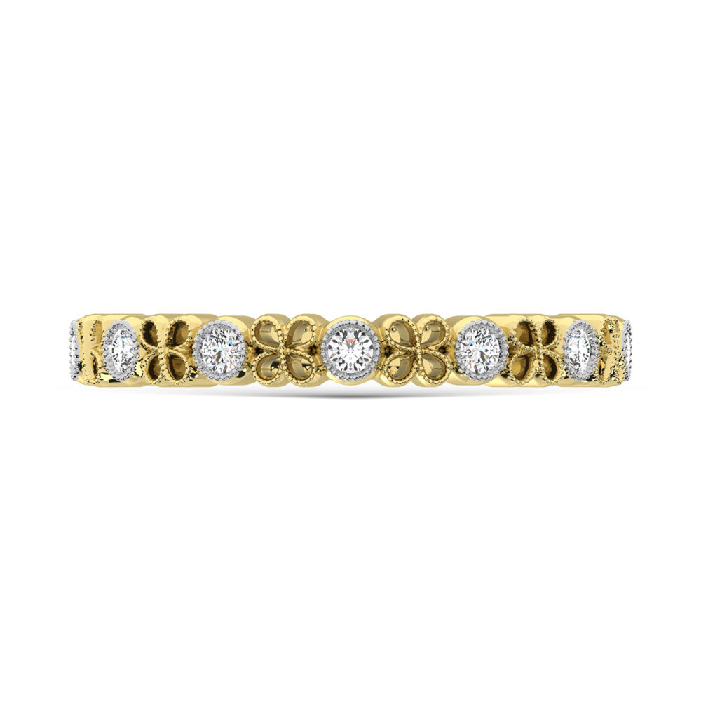 14K Yellow Gold Diamond  1/6 Ct.Tw. Stack Band
