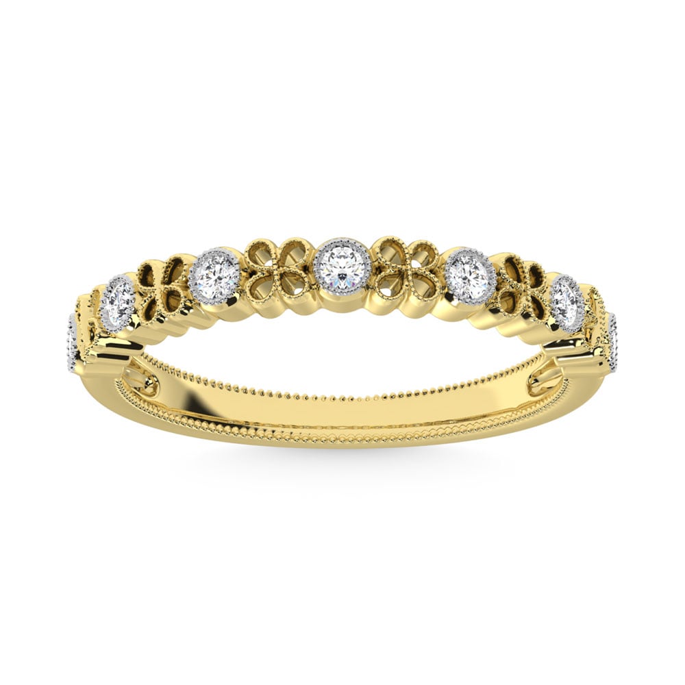 14K Yellow Gold Diamond  1/6 Ct.Tw. Stack Band