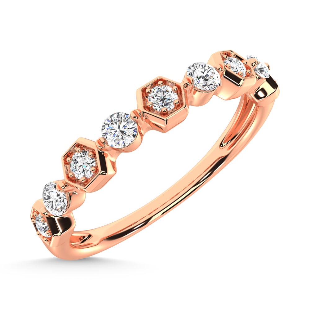 14K Rose Gold Diamond  1/4 Ct.Tw. Stack Band