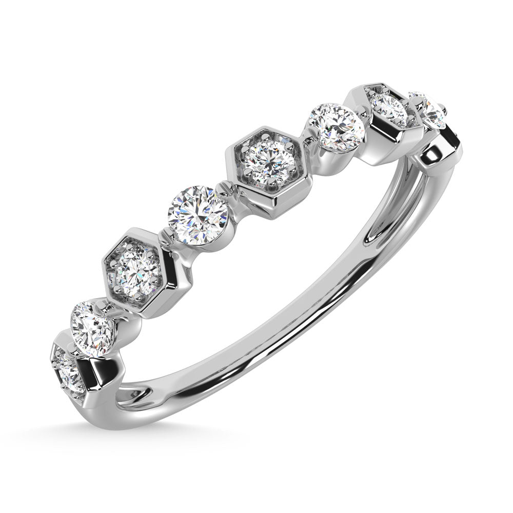 14K White Gold Diamond  1/4 Ct.Tw. Stack Band