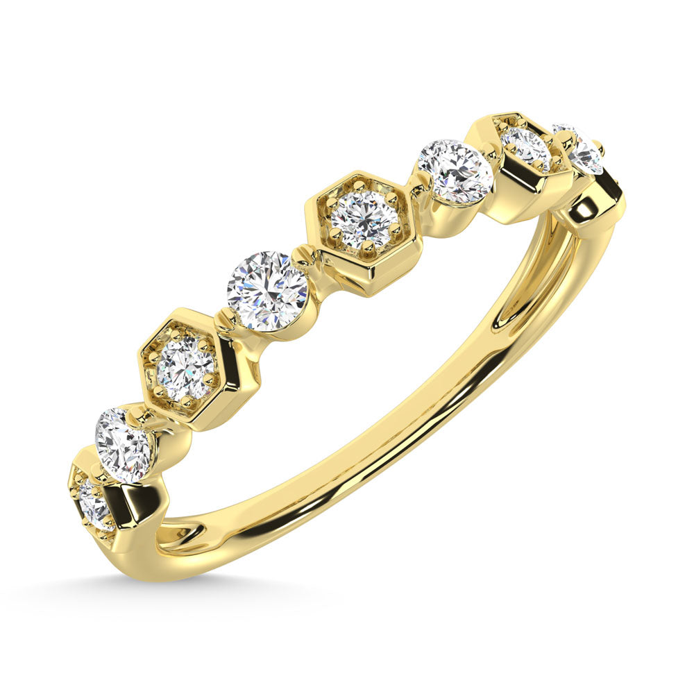14K Yellow Gold Diamond  1/4 Ct.Tw. Stack Band