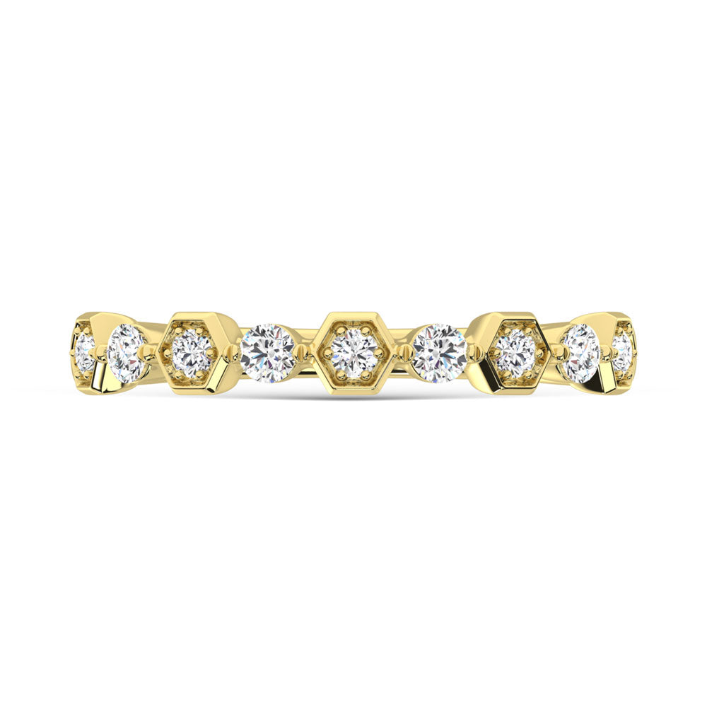 14K Yellow Gold Diamond  1/4 Ct.Tw. Stack Band