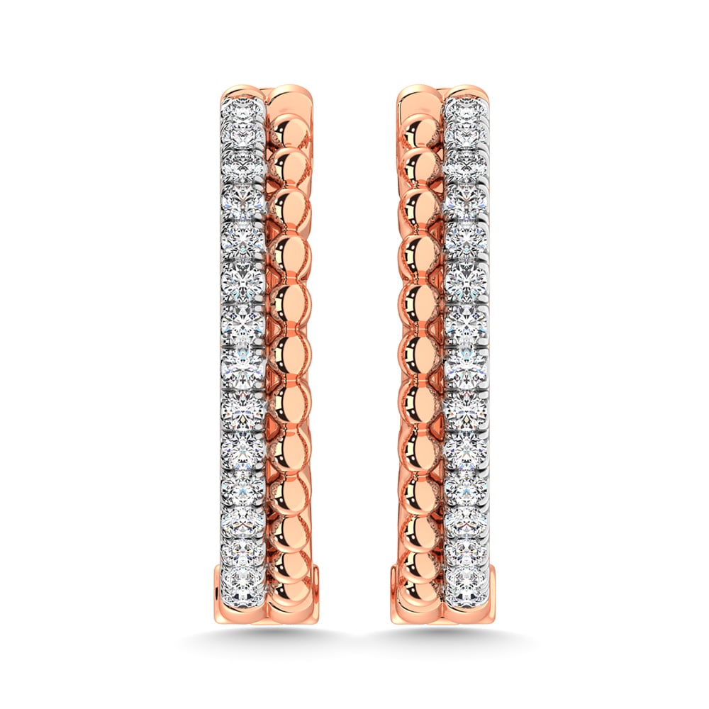 10K Rose Gold Diamond 1/5 Ct.Tw. Hoop Earrings
