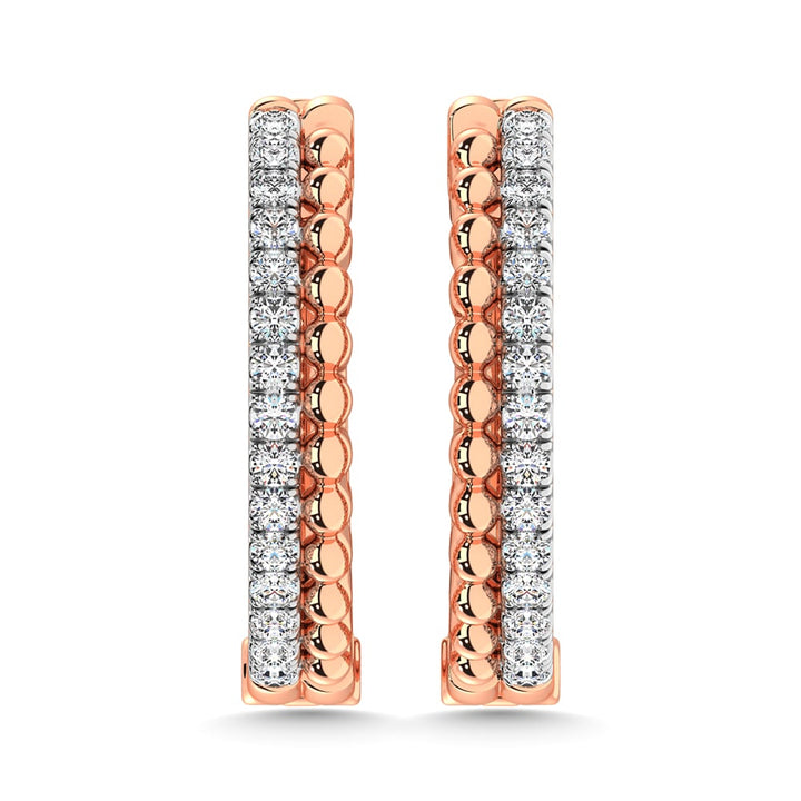 10K Rose Gold Diamond 1/5 Ct.Tw. Hoop Earrings