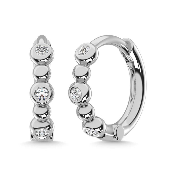 14K Yellow Gold Diamond 1/10 Ct.Tw. Hoop Earrings