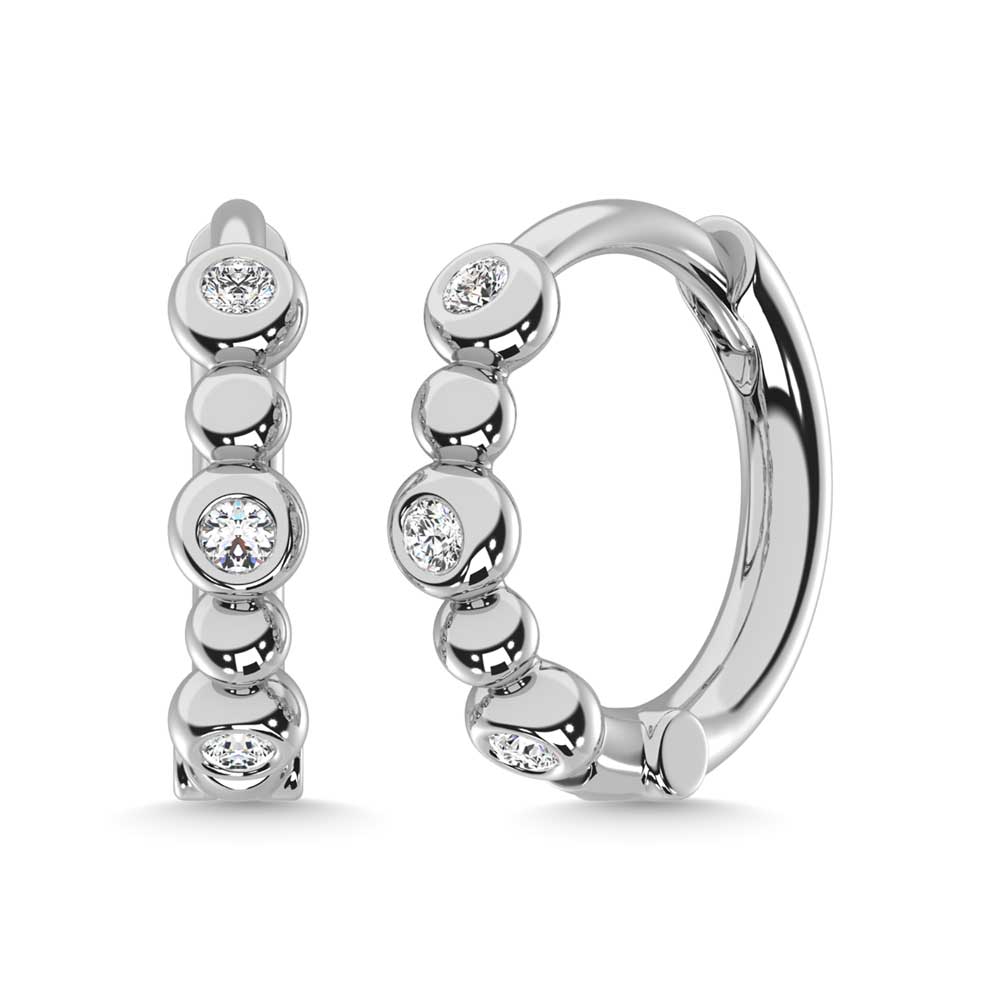 14K Yellow Gold Diamond 1/10 Ct.Tw. Hoop Earrings