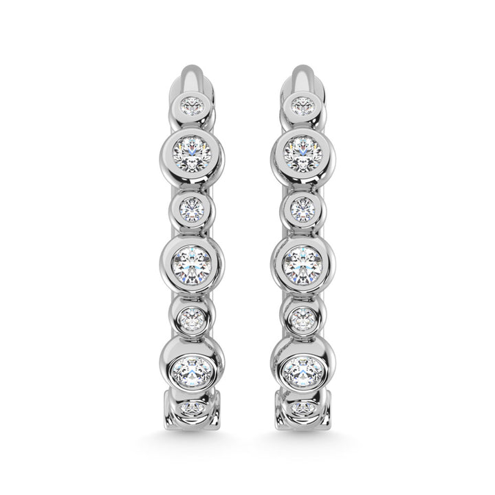 14K White Gold Diamond 1/4 Ct.Tw. Hoop Earrings