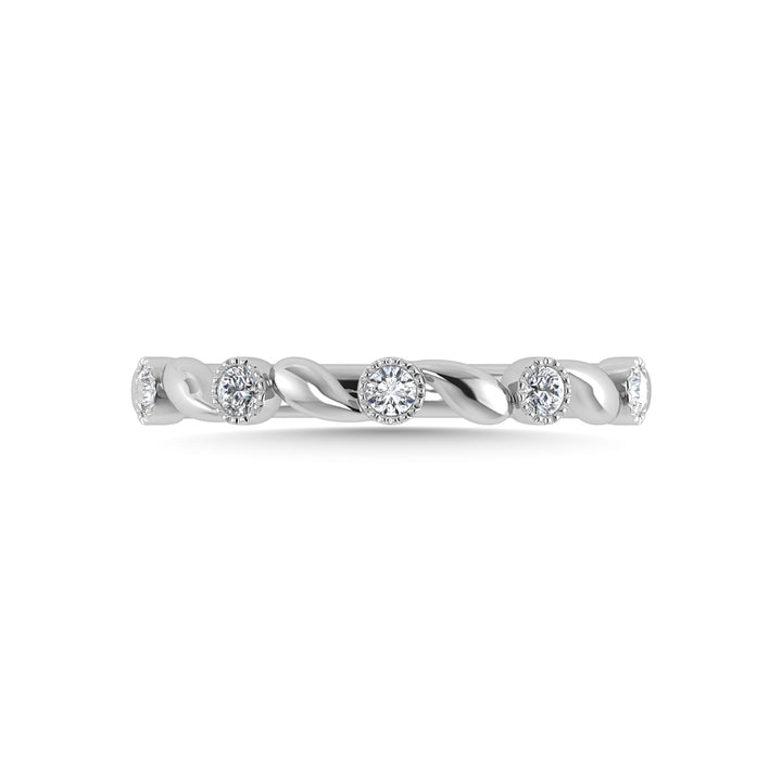 10K White Gold Diamond 1/10 Ct.Tw. Stackable Band