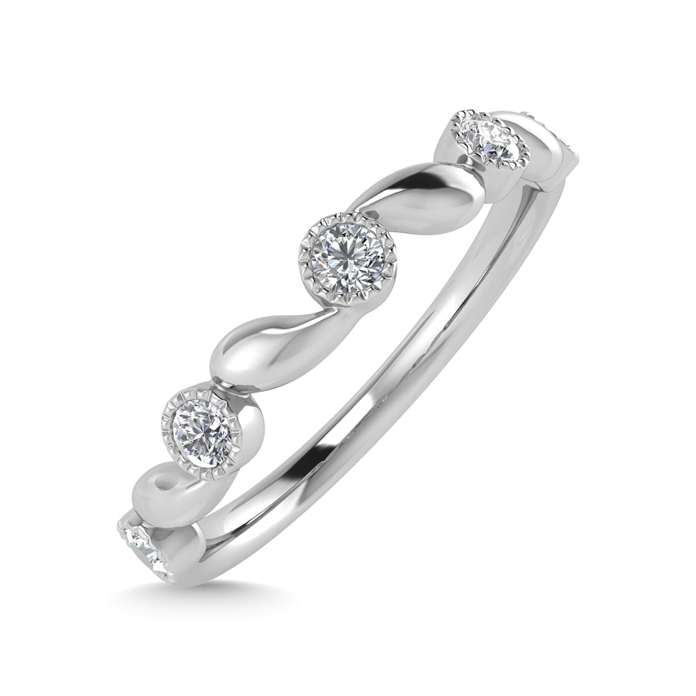 10K White Gold Diamond 1/10 Ct.Tw. Stackable Band