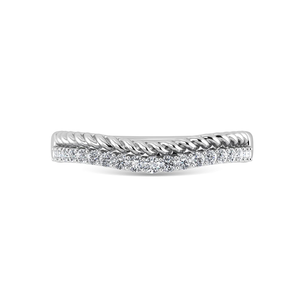 14K White Gold Diamond 1/10 Ct.Tw. Curve Band