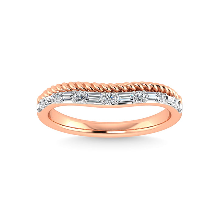 14K Two Tone Diamond 1/5 Ct.Tw. Curve Band