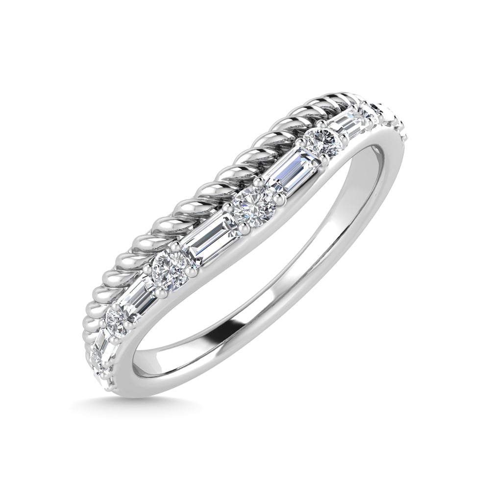 14K White Gold Diamond 1/5 Ct.Tw. Curve Band