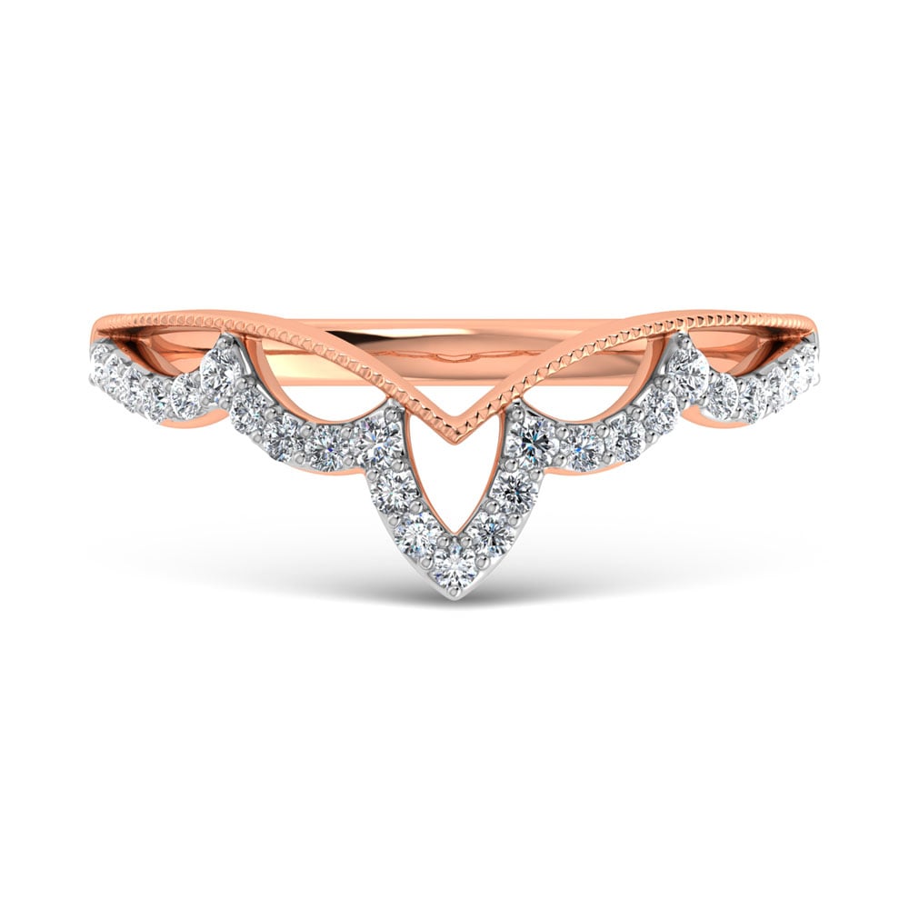 14K Rose Gold Diamond 1/5 Ct.Tw. Chevron Band