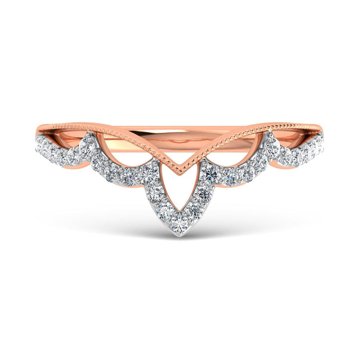 14K Rose Gold Diamond 1/5 Ct.Tw. Chevron Band