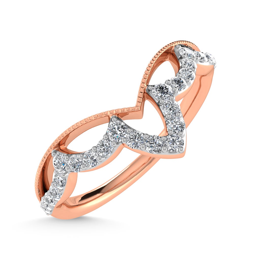 14K Rose Gold Diamond 1/5 Ct.Tw. Chevron Band