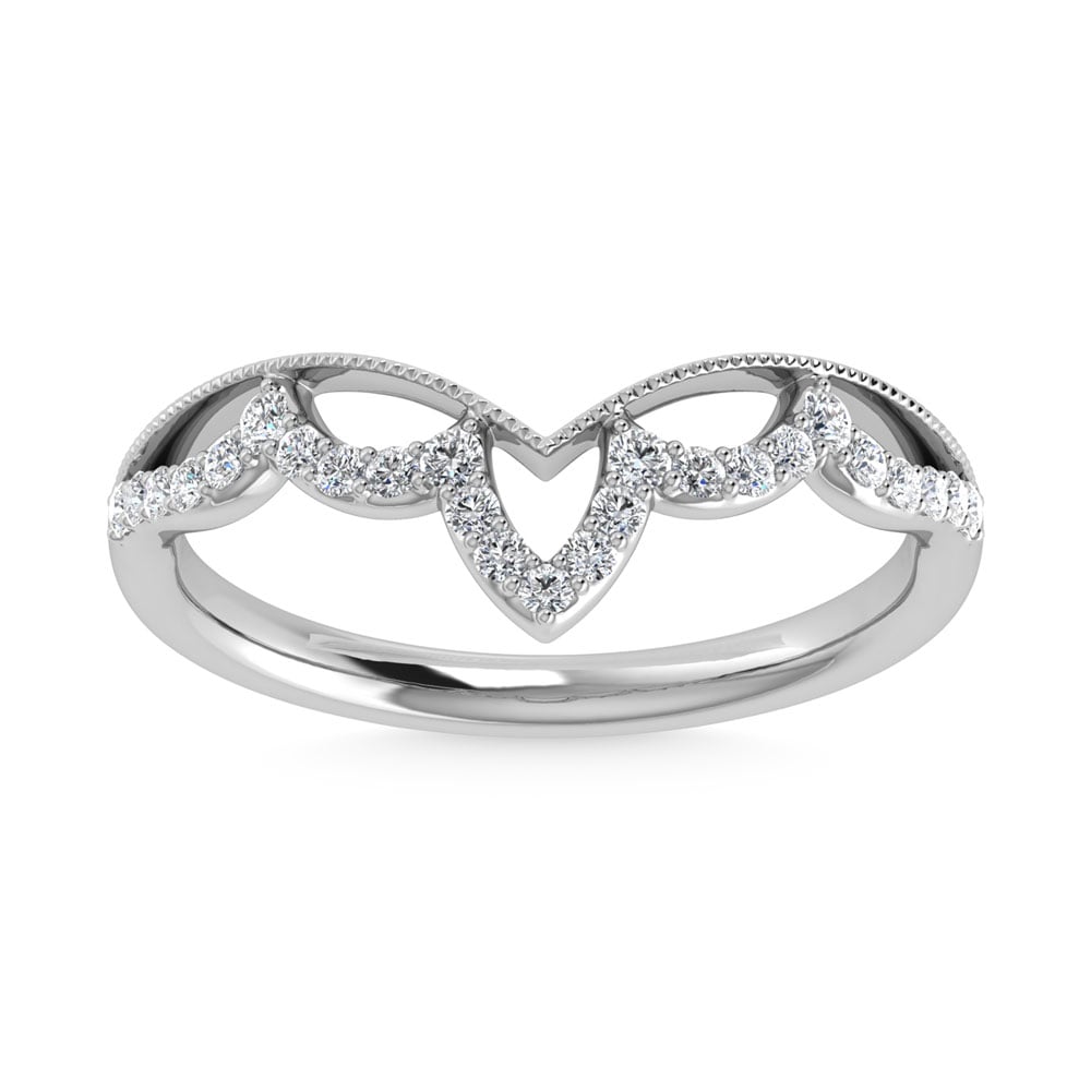 14K White Gold Diamond 1/5 Ct.Tw. Chevron Band