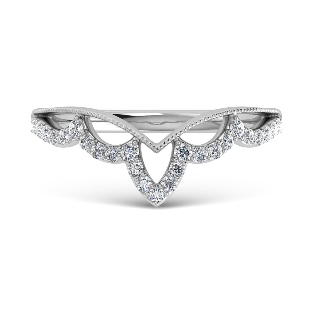14K White Gold Diamond 1/5 Ct.Tw. Chevron Band