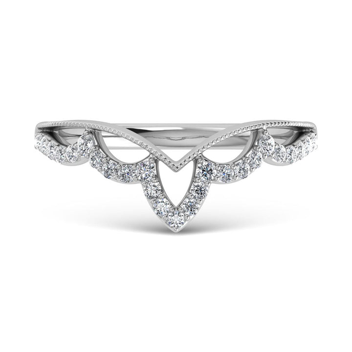 14K White Gold Diamond 1/5 Ct.Tw. Chevron Band