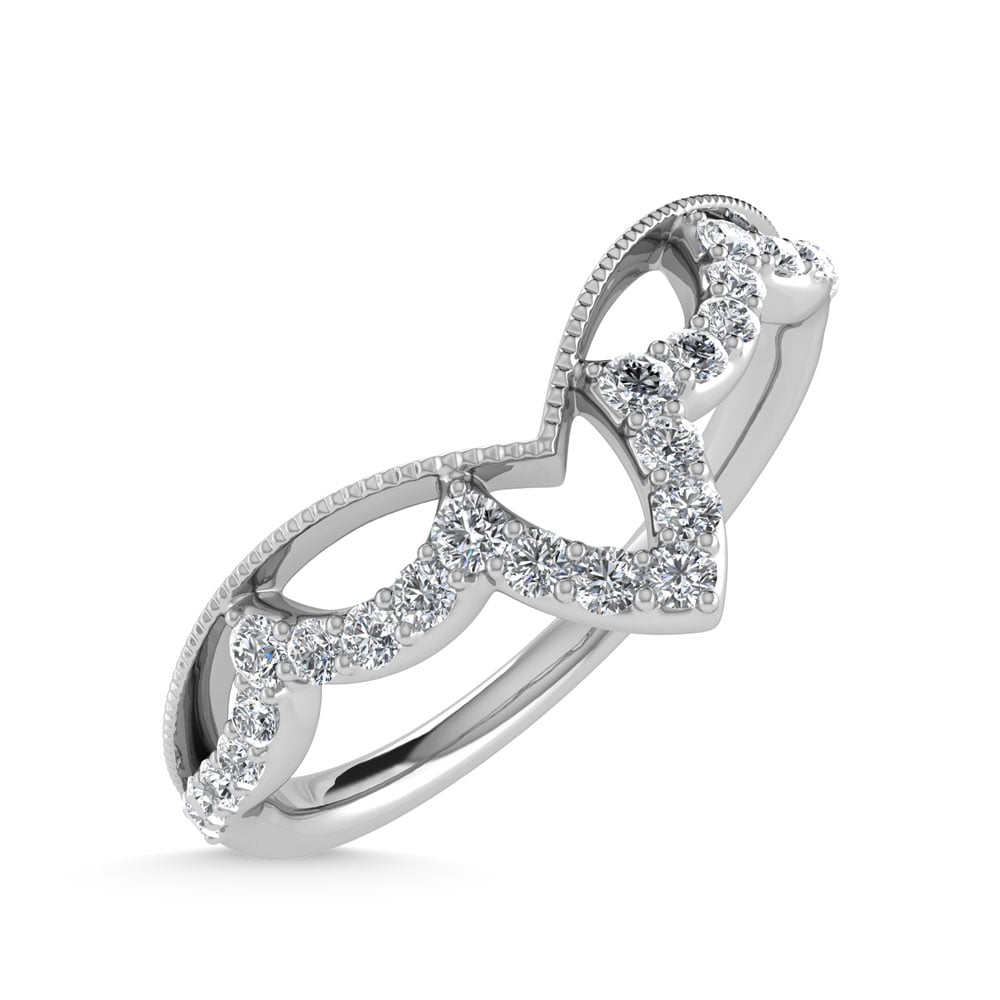 14K White Gold Diamond 1/5 Ct.Tw. Chevron Band