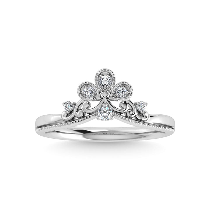 10K White Gold Diamond 1/10 Ct.Tw. Curve Band