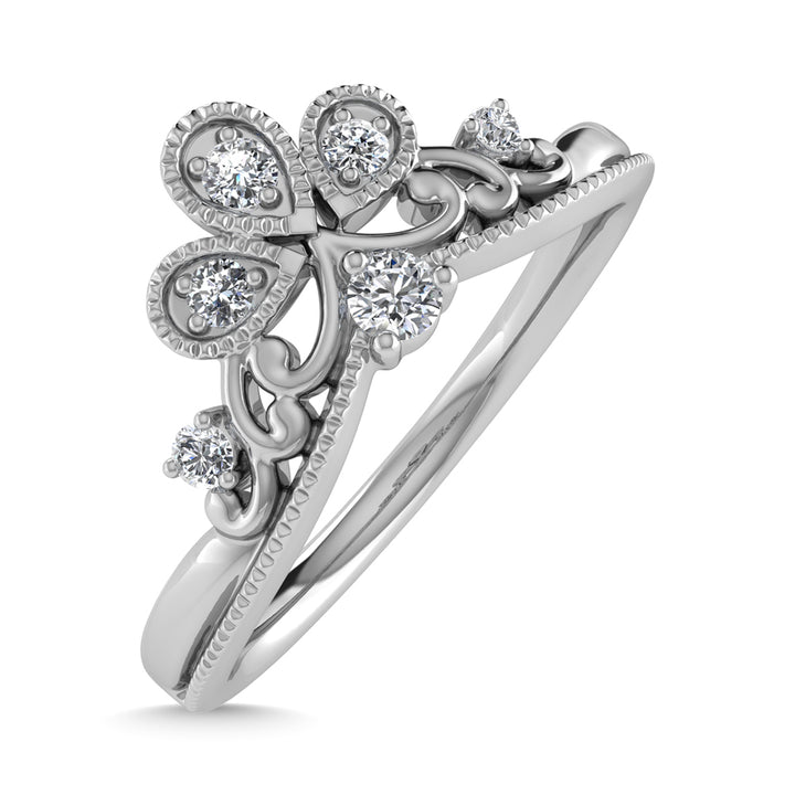 10K White Gold Diamond 1/10 Ct.Tw. Curve Band