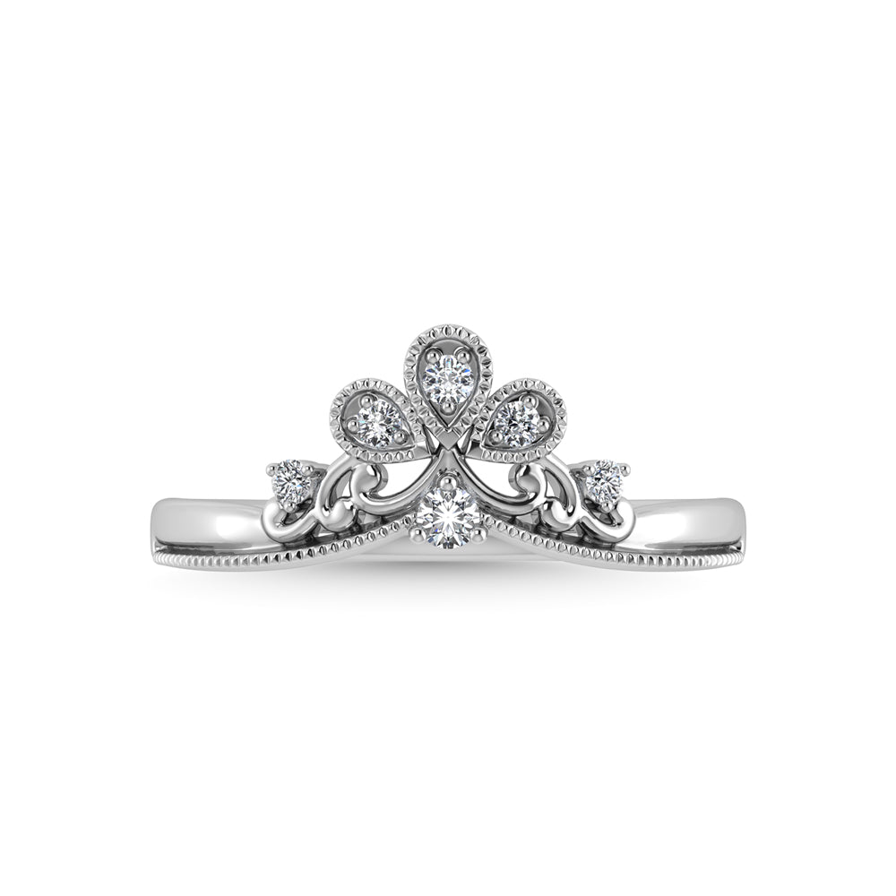 10K White Gold Diamond 1/10 Ct.Tw. Curve Band