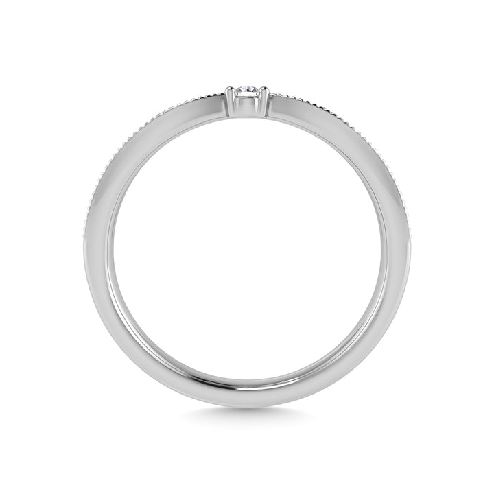 10K White Gold Diamond 1/10 Ct.Tw. Curve Band