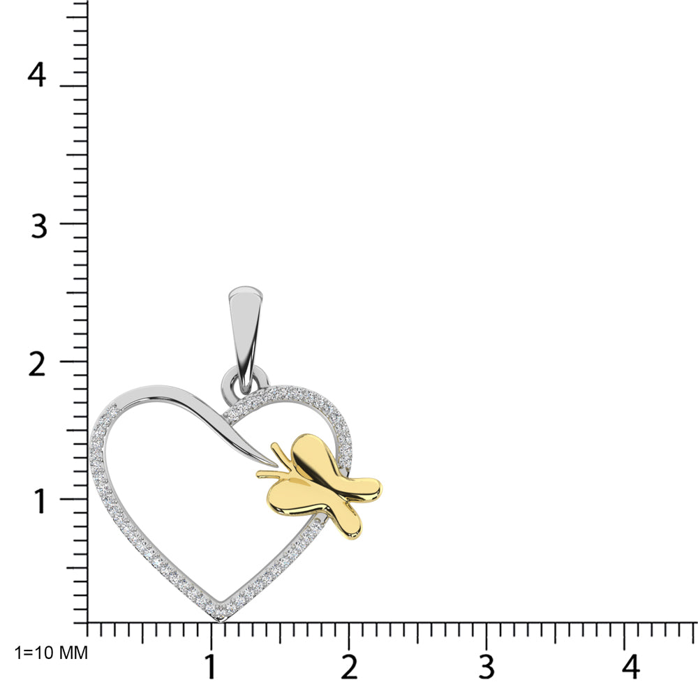 Diamond Accent Heart Pendant in Sterling Silver and 10K Yellow Gold 1/20 cts