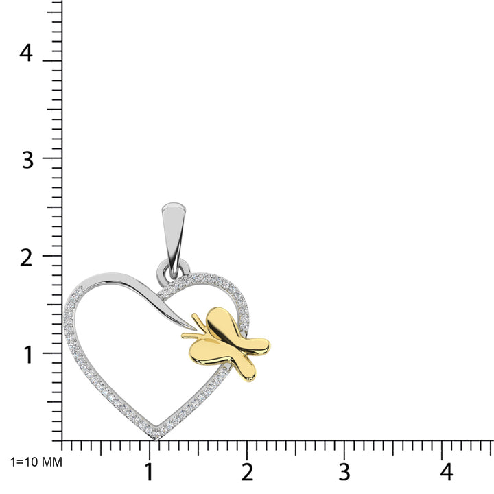 Diamond Accent Heart Pendant in Sterling Silver and 10K Yellow Gold 1/20 cts