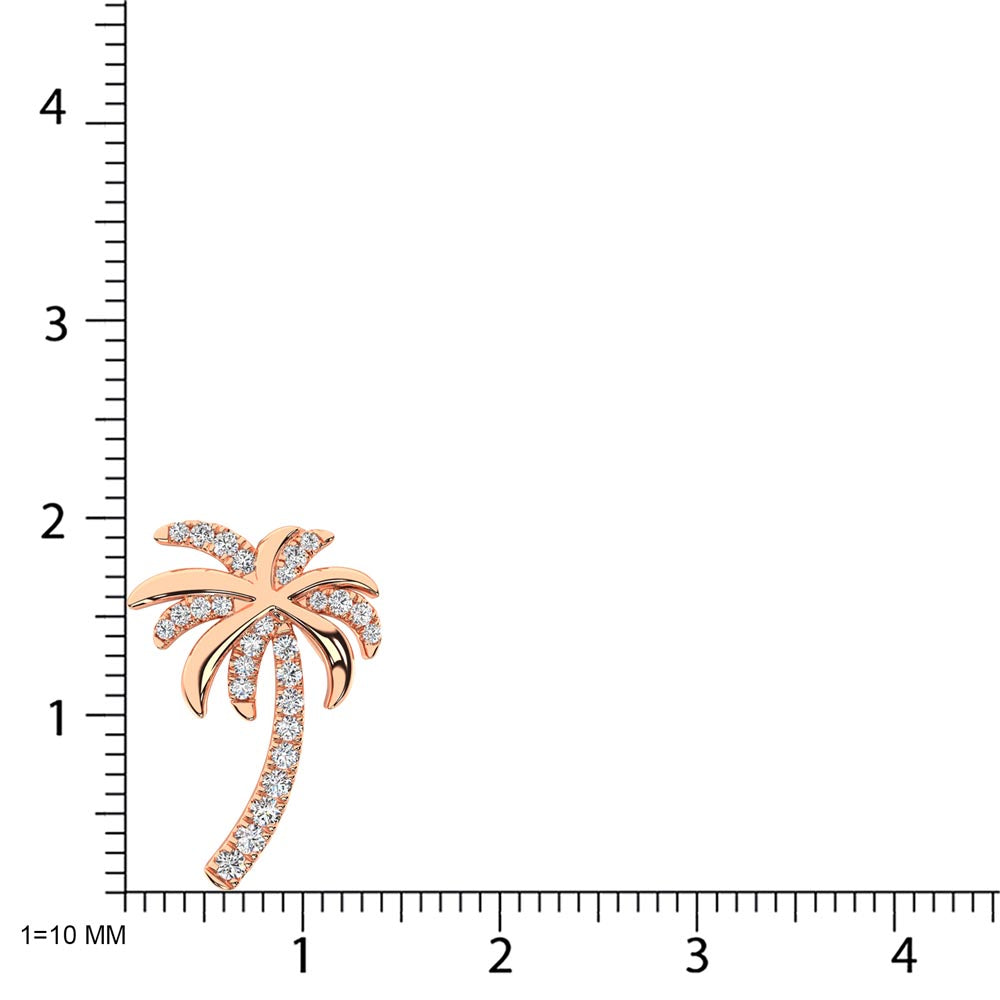 14K Rose Gold Diamond 1/4 Ct.Tw Palm Tree Pendant