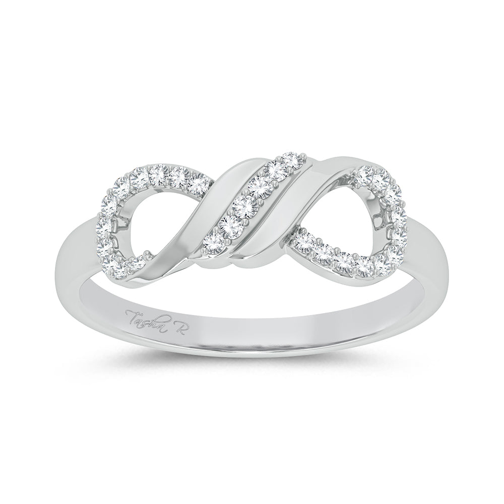 Chic 10k White Gold Lab Diamond Fashion Ring for Women