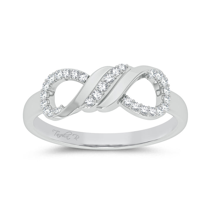 Chic 10k White Gold Lab Diamond Fashion Ring for Women