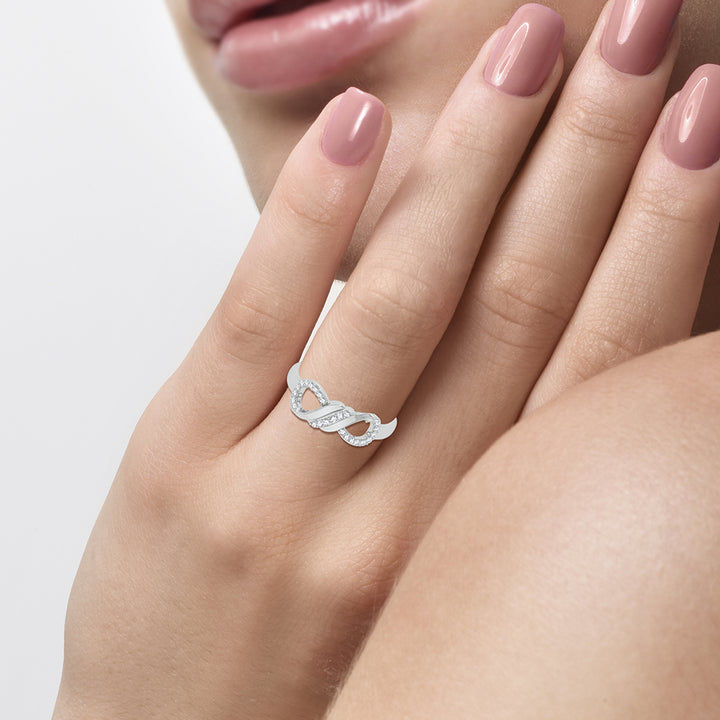 Chic 10k White Gold Lab Diamond Fashion Ring for Women