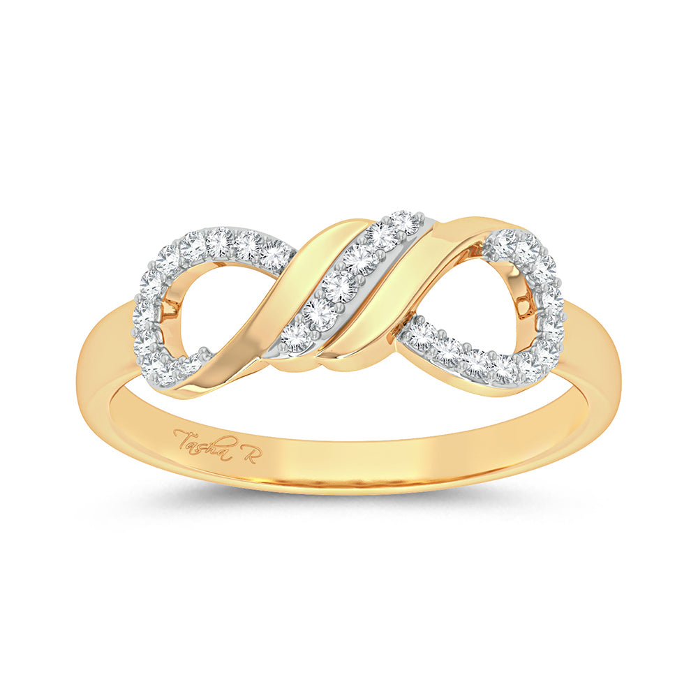 Chic 10k Yellow Gold Lab Diamond Fashion Ring for Women