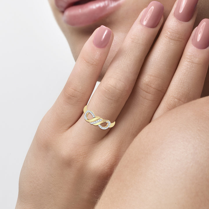 Chic 10k Yellow Gold Lab Diamond Fashion Ring for Women