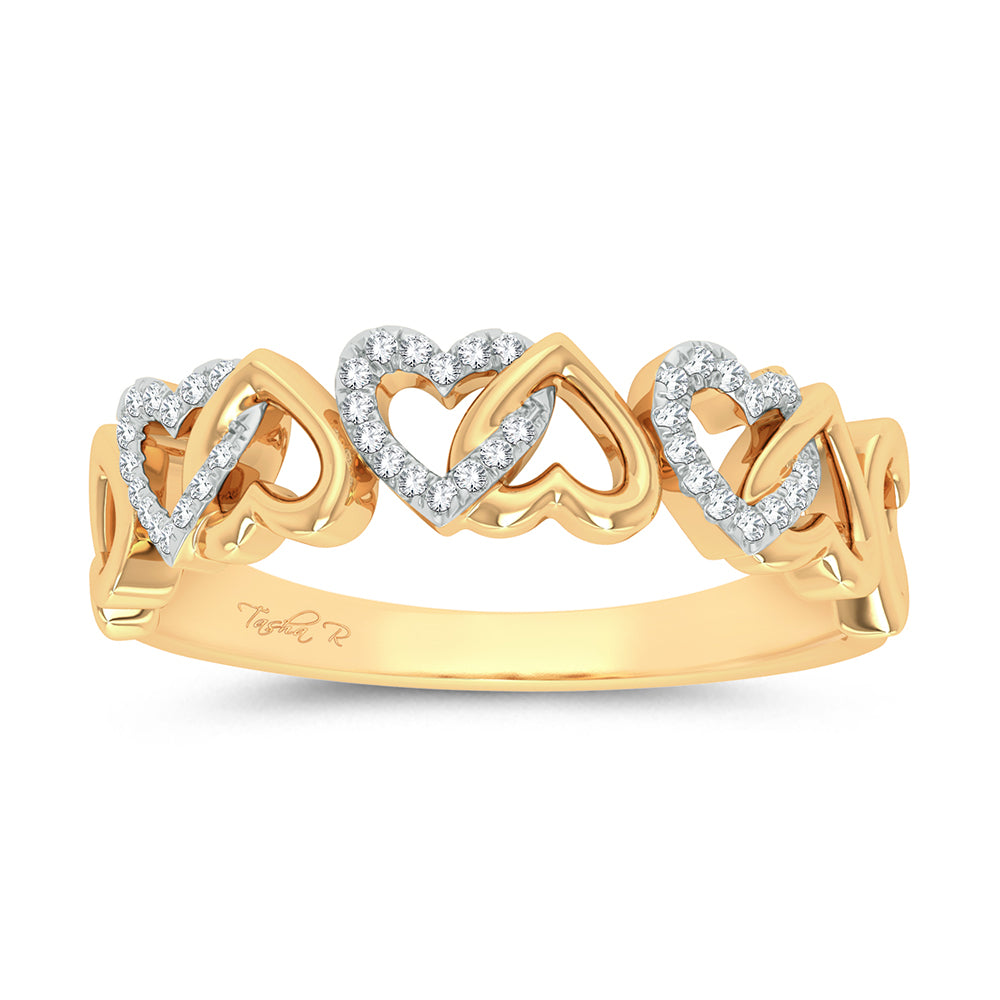 Chic 10k Yellow Gold 0.10ct Lab Diamond Womens Fashion Ring