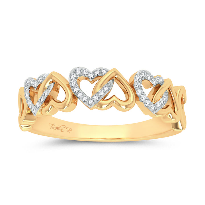Chic 10k Yellow Gold 0.10ct Lab Diamond Womens Fashion Ring