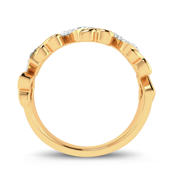 Chic 10k Yellow Gold 0.10ct Lab Diamond Womens Fashion Ring